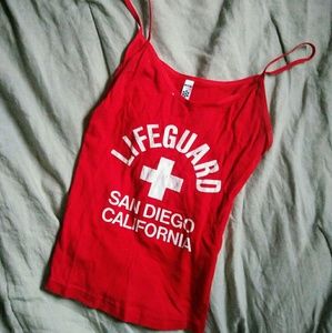 American Apparel red lifeguard tank top